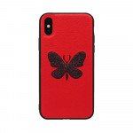 Wholesale iPhone 8 Plus / 7 Plus Glitter Butterfly Fashion PU Leather Case (Red)